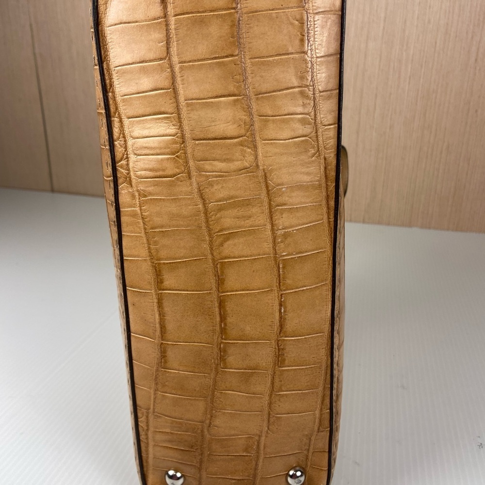 Fossil Croc Embossed Leather Shoulder Tote Bag Tan Vintage Y2K - Picture 11 of 15